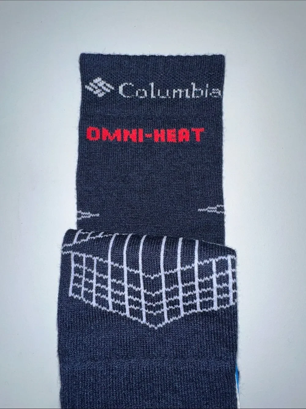 COLUMBIA Navy White Omni-Heat® Ski Socks Merino Wool Blend Over the Calf